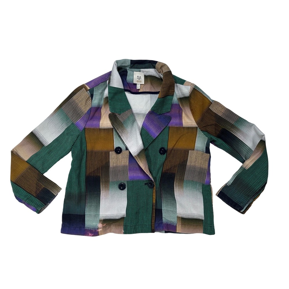 Elk Crepe Long Sleeve Button Geometric Odense‎ Jacket Blazer Women's US 4 EU 36